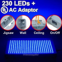 16W 230pcs Blue LED Grow Light Panel + 100V-240V 50-60Hz AC Adaptor 